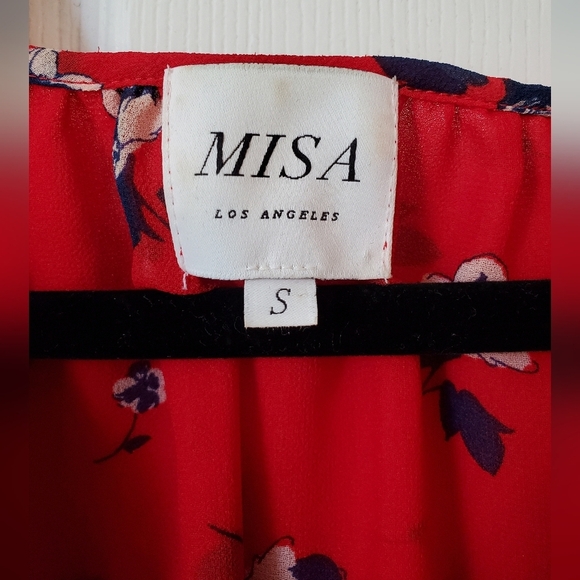 Misa Los Angeles Raquel Midi Dress- Red Floral/ Size Small - Picture 5 of 6